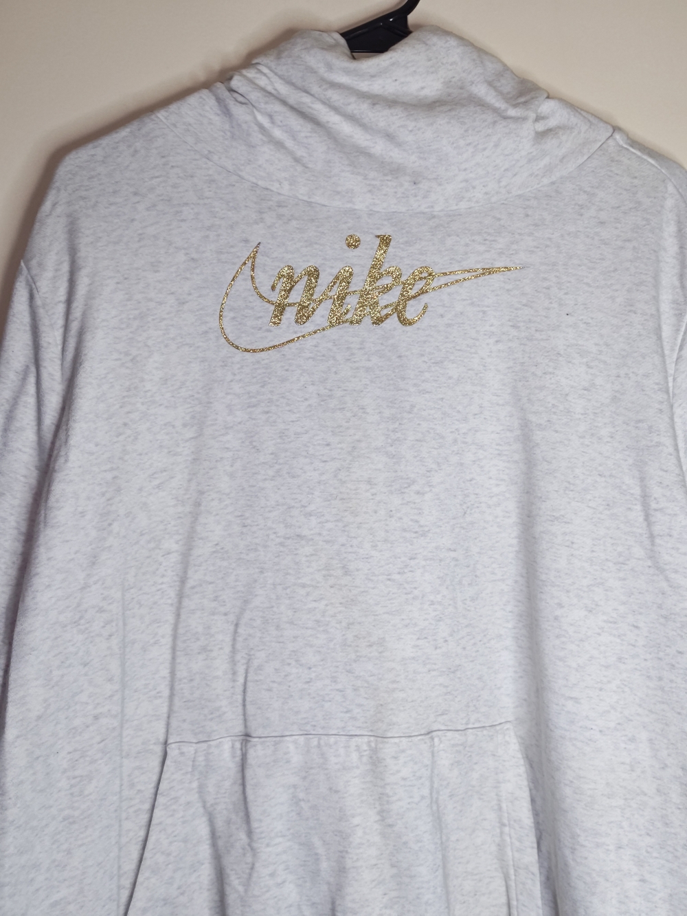 Nike Women's Light Gray Glitter Logo Hoodie 2X